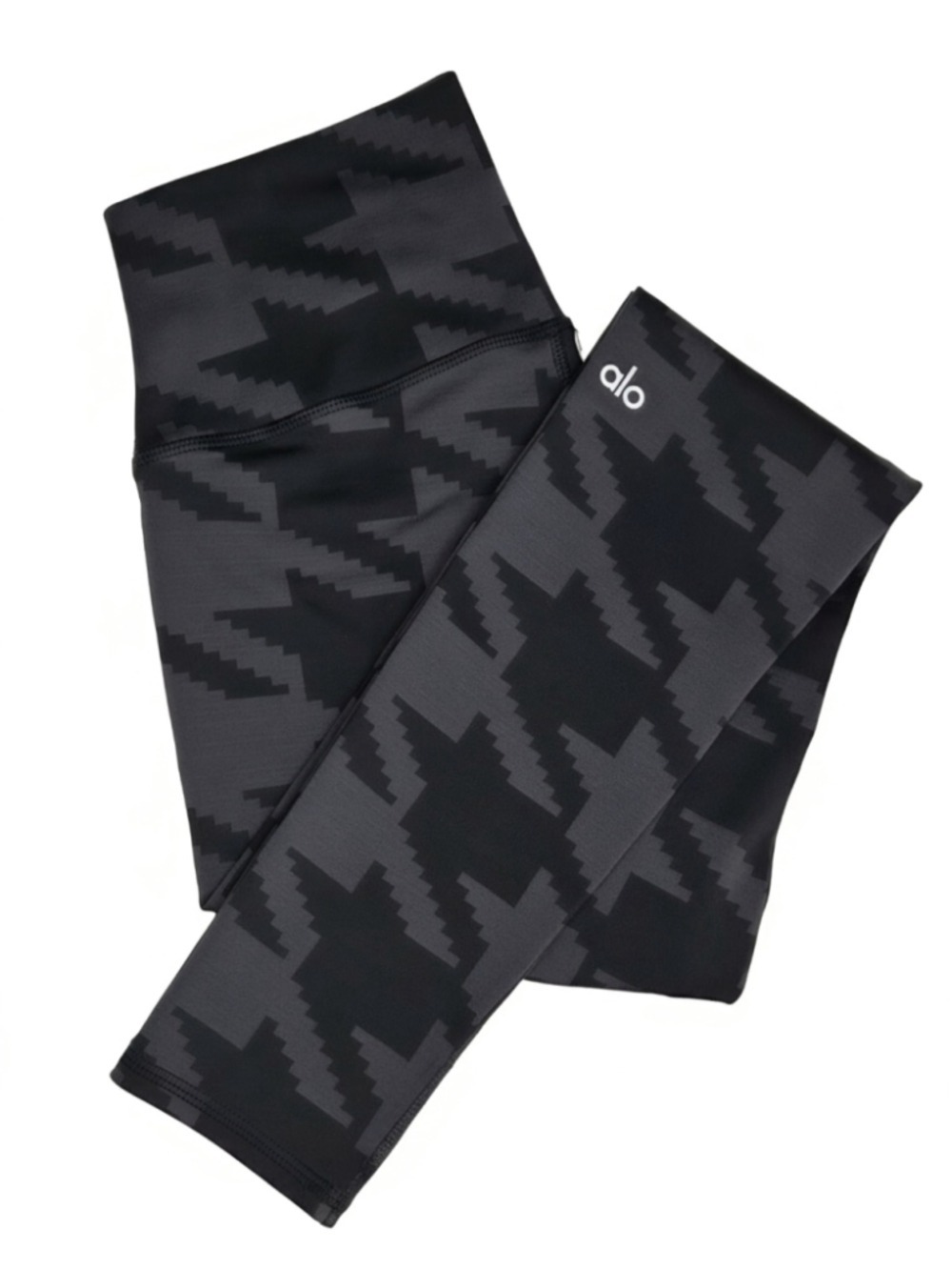 Alo Yoga Leggings Houndstooth Print Airbrush Black Women's Medium High Waisted